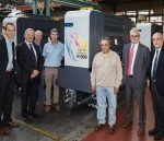 Manroland Sheetfed produces 1000th Evolution print unit From left to right Antoine Grandjean (Impritex), Alain Grandjean (Impritex), Denis Bourez (Impritex) , Stephan Vandroogenbroeck (Impritex), Ahmed Hassani (Impritex), Carl Vandermeersch (Manroland Benelux), Rafael Penuela (CEO, Manroland Sheetfed GmbH)