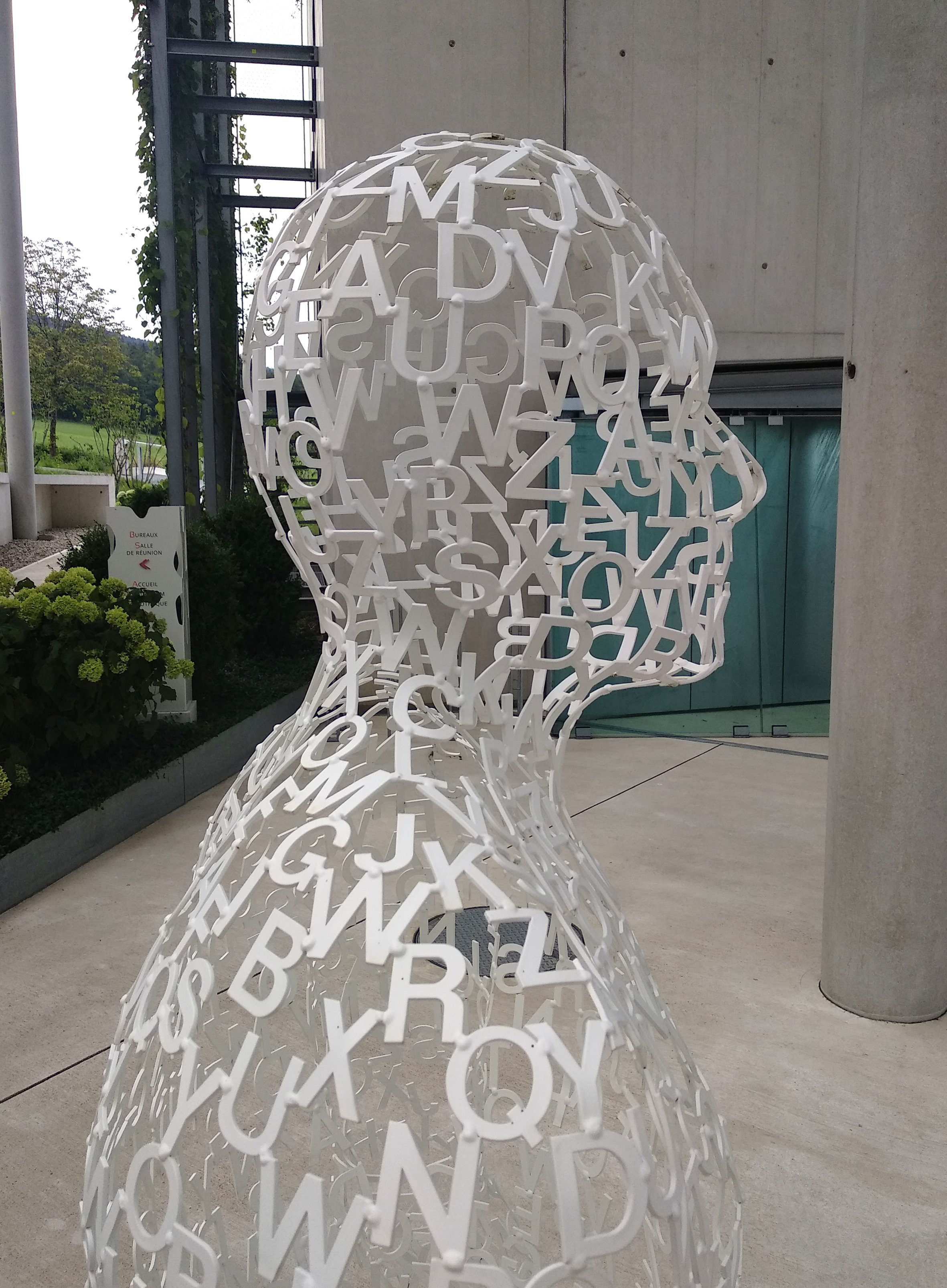 Thief of Words, sculpture at a residence for authors at Lausanne. Photo: IPP