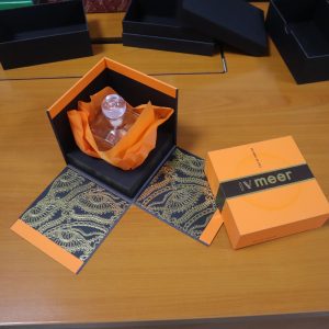Luxury carton boxes made by Kolbus box making machine.