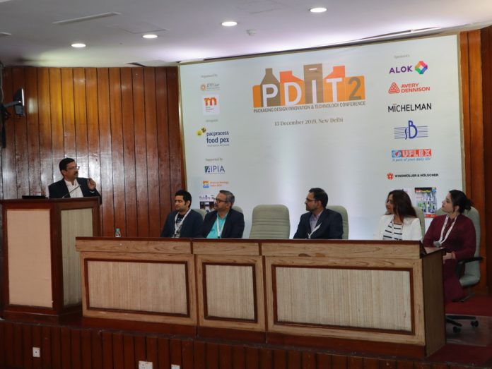 IMG_1724 Barun Banerjee of Nestle, Mudit Lawania, Vinay Nalawade of Parakh Flexipack, Leeladhar Poojary of Colgate, Himanshi Mahajan of Mother Dairy and Kriti Soni of Dabur during the brand owners' panel discussion. Photo IPP