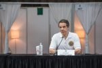 Book Expo sites becomes temporary Coronavirus medical centers Governor Andrew Cuomo of New York holding a press conference on the Coronavirus situation on 28 March 2020 at the Javits Center