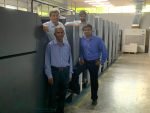 April to September offset multicolor press installations stall in India Team Print Point with the Speedmaster CX 75: (From left): Ashok Kumar, Sadanand Singh, Dhirresh and Kranti Kumar Photo Heidelberg India