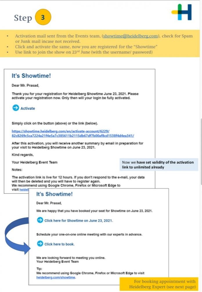 A guide for registration to Heidelberg’s Showtime