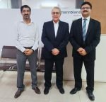 Manroland Sheetfed escalates its India strategy L-R Rahul Chitkara CFO, Neeraj Dargan managing director and Peter Rego director Business Development Manroland Sheetfed India Photo Manroland Sheetfed India