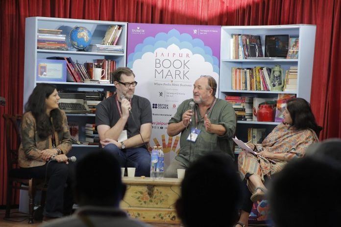 Amrita Tripathi, Richard Osman, and William Dalrymple in conversation with Hemali Sodhi Jaipur BookMark