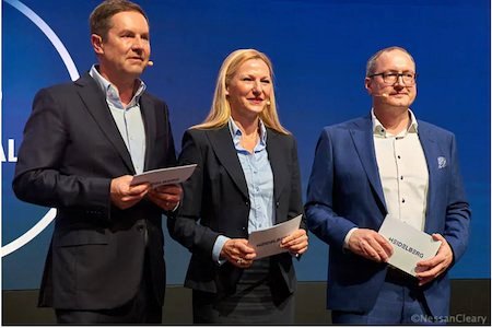 Reasons to be cheerful at Heidelberg 9 Heidelberg’s current managment team from left, Jürgen Otto, CEO; Tania von der Goltz, CFO; Dr David Schmedding, chief technology and sales officer Photo Nessan Cleary