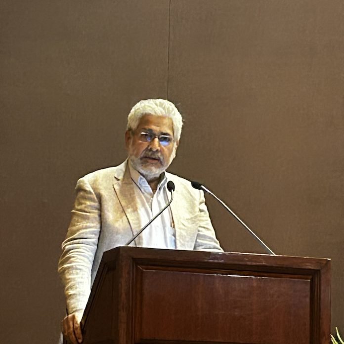 IMG_4086WEb700SidV Siddharth Varadarajan speaking at the 10th anniversary celebration at Jawahar Bhavan on the evening of 12 May 2025 Photo IPP