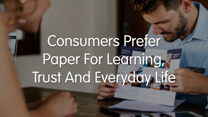 65% of European consumers prefer printed books, recovering from 53% in 2021. Magazines in print 48%, up from 35% in 2021 and printed product catalogs 33%, up from 21%. paper