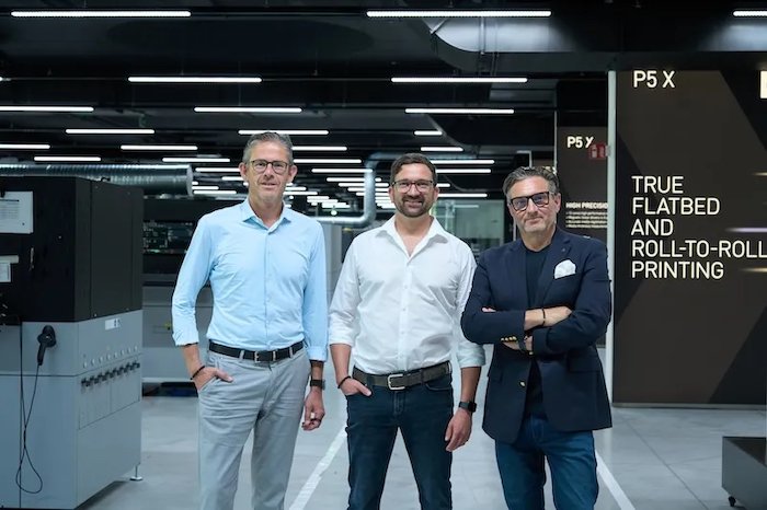 Durst’s senior management. From left: Christian Harder, chief sales officer; Johann Strozzega, Director Global Sales Graphics and; Christophe Gamper. CEO and co-owner Photo Nessan Cleary