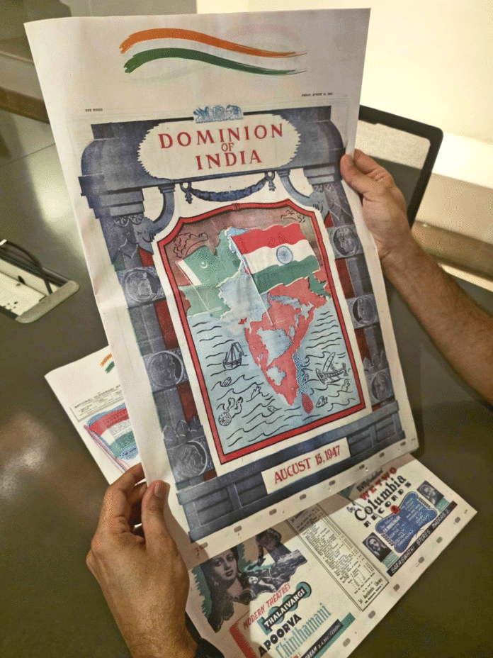 The Hindu’s August 15, 1947, edition. Only 5,000 copies have been printed in the newspaper’s current size for the limited offer.