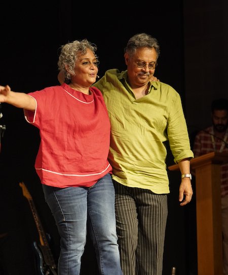 Author Arundhati Roy with her brother LKC at the joyous launch of her memoir in Kochi Photo DC