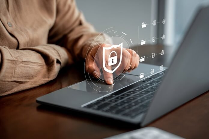 security document information business login file folder, management cybersecurity technology, concept digital security corporate database professional company, connection laptop server cloud screen. print industry