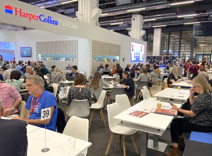 Rights trading at the HarperCollins stand at the Frankfurt Book Fair