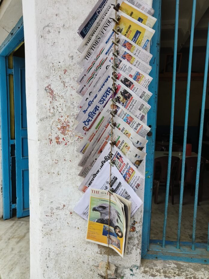 print A newspaper stand in Guwahati Assam. Advertisements are a major source of revenue for most newspapers.