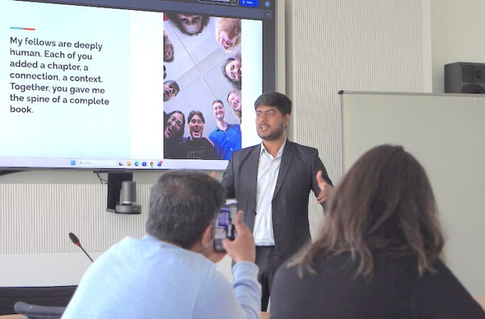 Janardan Pandey, Journalist Connect fellow and editor Digital at Prabhat Khabar making his presention in Bonn, Germany Photo: Goethe Institut Max Mueller Bhavan, New Delhi